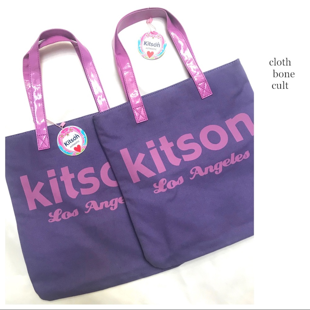 ✨NWT✨KITSON Los Angeles Canvas & Vinyl TOTE 💜